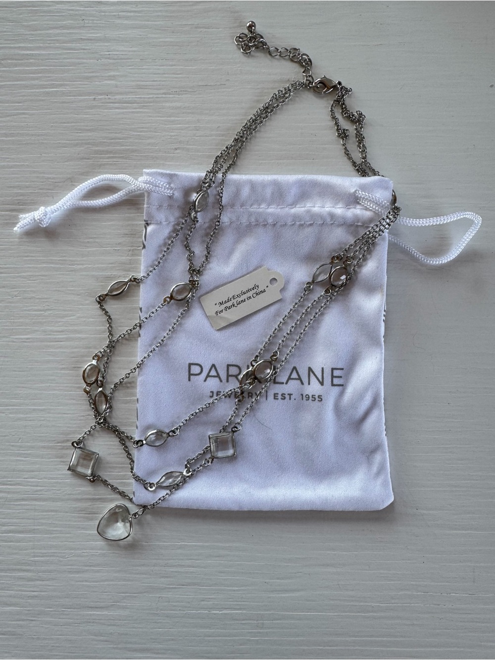 Park Lane Silver-Tone Layered Necklace Set with Clear Stones - Picture 4 of 5